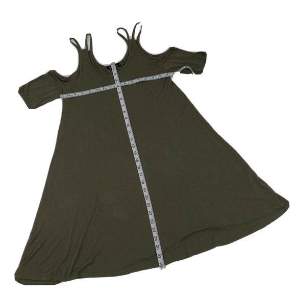 BooHoo Cold Shoulder T-Shirt Dress Women’s Size Small Olive Green - Picture 5 of 6